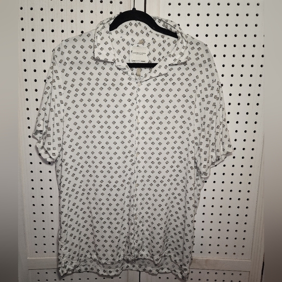 Ricky Singh Denim & Flowers Button Down Short Sleeve XL Off White - Picture 1 of 8